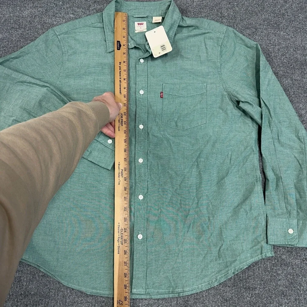 Levis Shirt Mens‎ XL Green The One Pocket Poplin Long Sleeve Button Up NEW